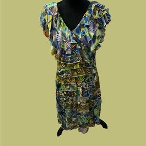 Jerry T Multicolor Ruffled Women's Dress